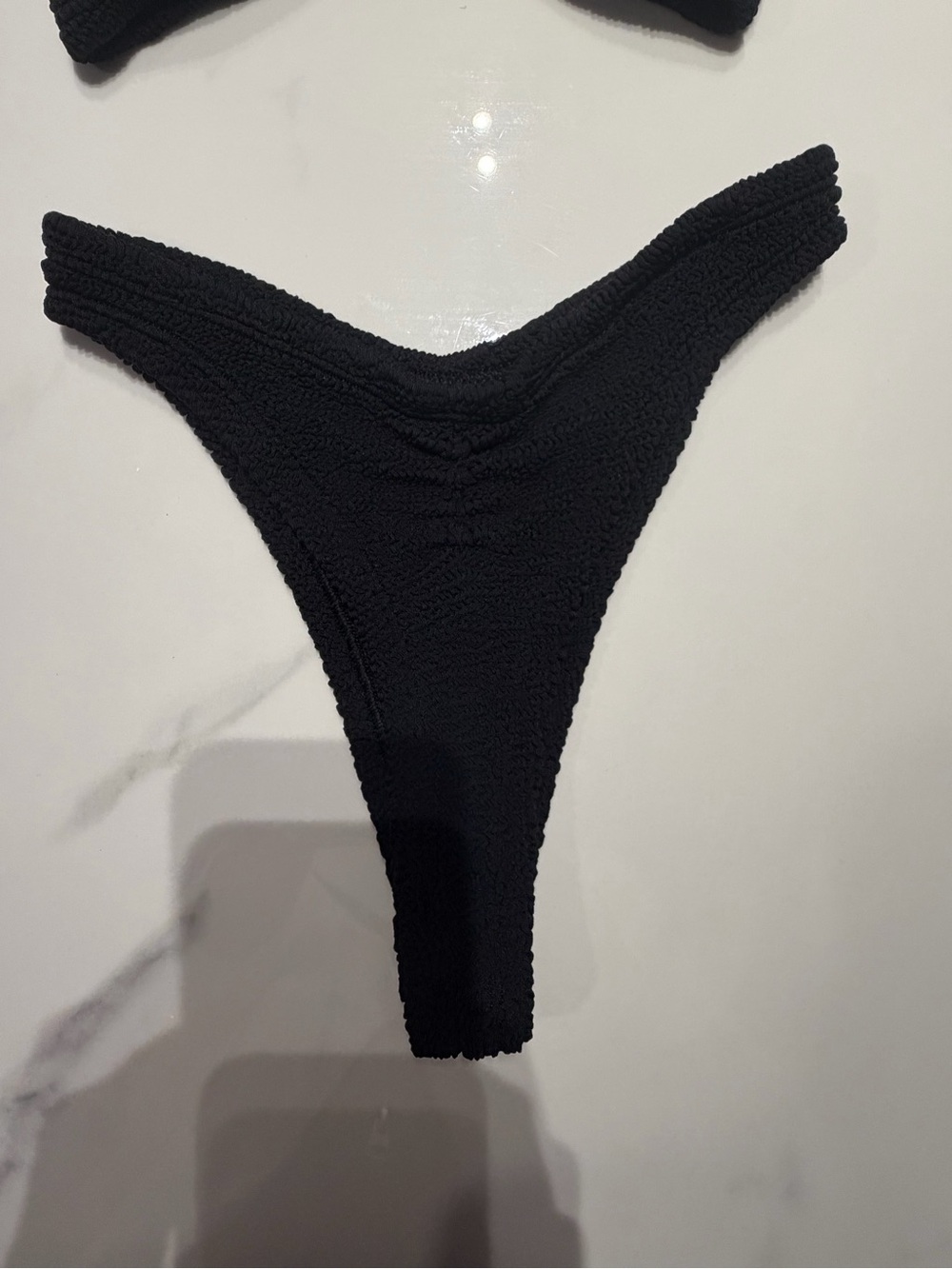 Hunza G Black Textured Strapless Bandeau Bikini - Picture 7 of 10